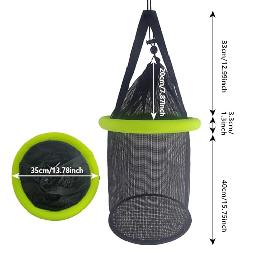 Aventik Floating Fish Basket Mesh Net Cage for Live Bait Storage Fish Raising Kayak Fishing Accessories 15.7in/40cm Height - size: 10 GAL-13.8*13.8*15.8inch