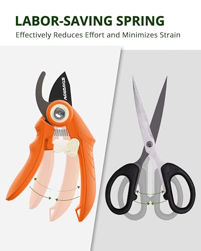 Pruning Shears, Garden Shears - 6.9" Garden Clippers, Gardening Scissors with Rust Resistant SK5 Stainless Steel Blade, Cuts 3X Easier, Weak Hand Arthritis Pruners for Gardening - Orange - style: 6.9" Bypass Orange