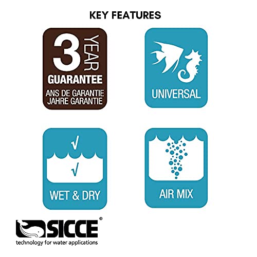Sicce Multi Quiet 4000 Submersible Water Pump 990 GPH Adjustable Flow for Aquariums, Pond, Water Garden & Hydroponics - size: 990 GPH