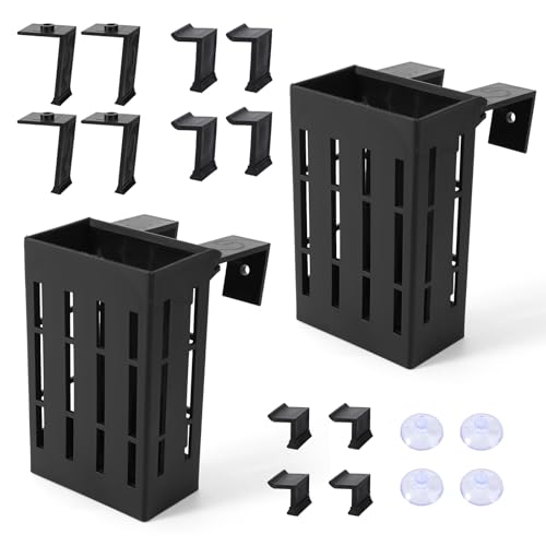 2pcs Aquarium Plant Holder, Plastic Adjustable Upgraded Aquarium Plant Baskets with 12 Extension Hooks and 4 Suction Cups for Fish Tanks and Aquascape Decoration