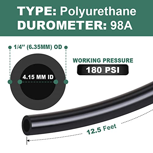 Vacuum PU Tubing and Push Lock Fittings Kit 1/8" NPT to 1/4" Tubing for Turbocharged Vehicles' Wastegate, Solenoid, BOV
