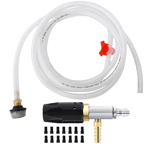 JOEJET Downstream Injector for Pressure Washer, Adjustable Chemical Injector Kit, Variable Power Washer Long Range Nozzle External Injection, 45 FT Siphon Hose, 2-2.5 GPM - size: 45 FT, style: 2-2.5 Gallons