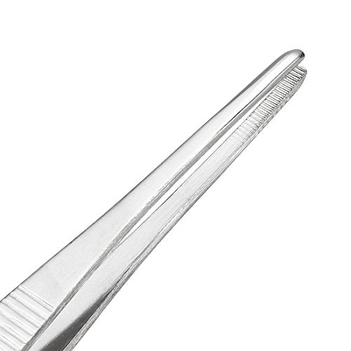 uxcell 2 Pcs 8-Inch Stainless Steel Straight Blunt Tweezers with Serrated Tip Daily Garden Tool - size: 8 inch
