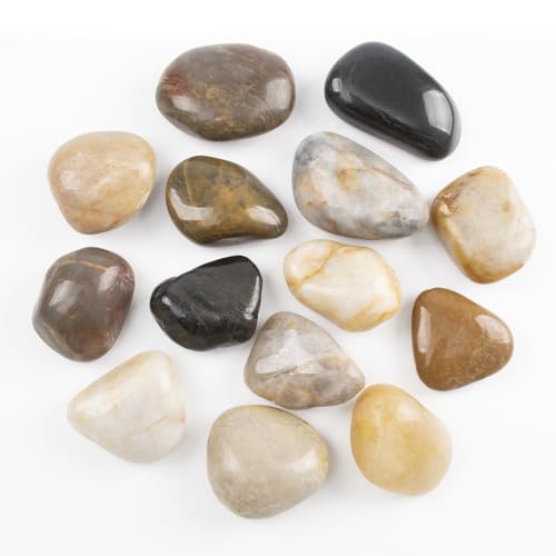 10lbs 2-3 Inch River Rocks, Decorative Mixed Pebbles for Garden Landscaping, Indoor Plants, Fish Tanks, Vases, and Succulents – Ideal for Home Decoration and Outdoor Gardens (Mixed, Weight: 10 LB) - color: Mixed, size: Weight: 10 LB