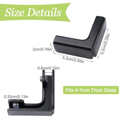 Glass Connector, 4Pcs Aluminum Alloy Glass Clamps L-Shaped Glass Connector Clamps Right Angle Brackets Fastener for Fixing or DIY(4-7mm,Black) - color: Black Aluminum Alloy,for 4-7mm, size: 4 Pieces