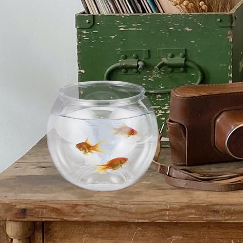 Mipcase Unbreakable Transparent Plastic Fish Tank Globe 5.90In Round Desktop Fish Bowl Aquarium Decor for Home Office Tabletop - size: 15x13cm