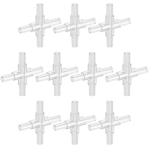 uxcell Aquarium Air Valve Connector Plastic Inline Tubing Cross Valves for 4mm Fish Tank Pond Air Line 10pcs