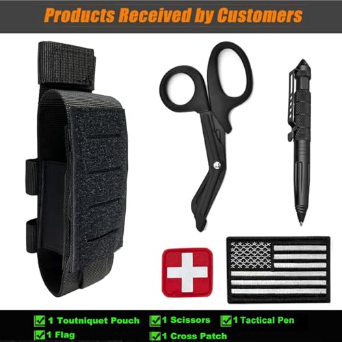 Upgrade 1000D Laser Cut Molle Tourniquet Holder, Heavy Duty Tactical Molle Tourniquet Pouch Holder - color: SET-BLACK