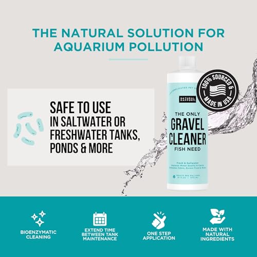 Aquarium Gravel Cleaner - Liquid Gravel Cleaner for Fish Tanks - Naturally Reduces Fish Waste, Ammonia, Nitrite & Odors - Freshwater & Saltwater - No Vacuum Needed - Treats 960 Gallons (16 fl oz) - size: 16 Fl Oz (Pack of 1)