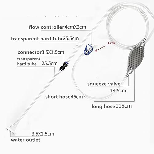 Fish Tank Cleaner and Aquarium Water Changer Siphon with a Thinner Water Tubing，Gravel Vacuum for Aquarium Kit，Perfect for Cleaning Small Fish Tank (Extrusion Type)