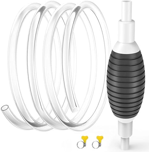 High Flow Siphon Hand Pump Portable Manual Car Fuel Transfer Pump for Gas Gasoline Petrol Diesel Oil Liquid Water Fish Tank with 1M Siphon Hose