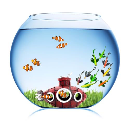 Aquarium Decorations Submarine – Fish Tank Decor with Submarine, Fish Tank Accessories for Betta Fish, Cute Aquarium Ornament (Submarine Dark Red) - color: Submarine Dark Red