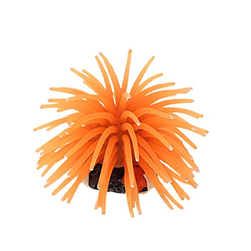 Artificial Aquarium Fish Tank Decoration Silicone Sea Anemone Artificial Fish Tank Ornament Decoration Small(Orange) - color: Orange
