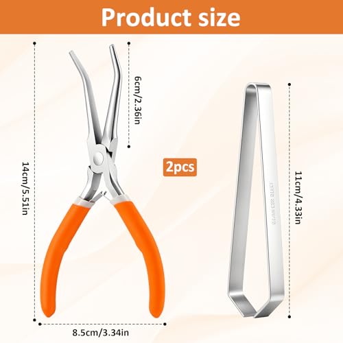 2pcs Stainless Steel Pin Bones Tweezer Fish Bone Pliers Tweezers Fish Bone Tweezers Aquarium Tweezer and Pliers Kitchen Cooking Deboning Tool Kit for Salmon Trout All Fishes