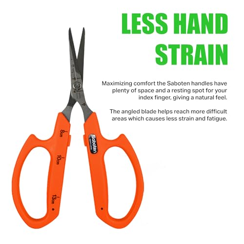 Saboten Stainless Steel Angled Blade Trimming Scissors Orange PT-13 160mm Precision Gardening Bonsai and Floral Shears Made in Japan - color: Orange, size: Stainless Steel Angled Blade