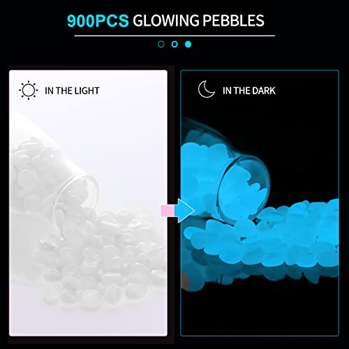 900pcs Glow in The Dark Rocks Outdoor Decorations Stones Small Luminous Pebbles Indoor/Outdoor Decor for Garden Fish Tank Aquarium Planter Walkway - White - color: White