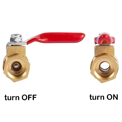 BILAL 2 Pack 1/4" Heavy Duty Air Compressor Brass Ball Valve Shut Off Switch, 1/4 Inch Male And Female NPT Thread Pipe Fitting