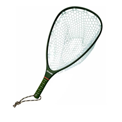 Aventik Fly Floating Fishing Net Carbon Fiber Landing Trout Net Light Weight Clear Rubber Ghost Net Catch & Release - color: Only Standard Green Net