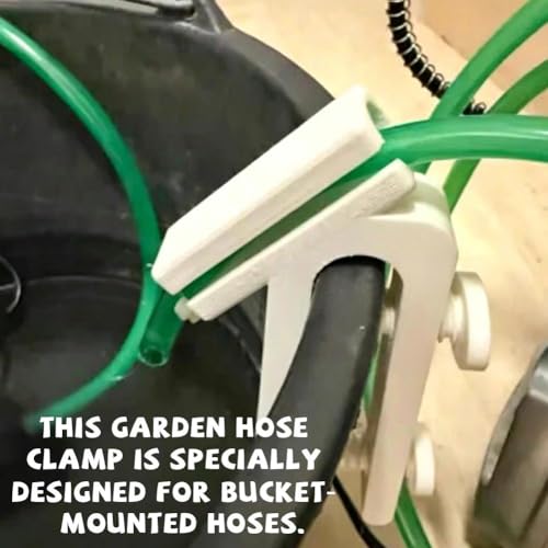 Adjustable Curved Hose Holder Clamp, Heavy Duty Bucket Mount Water Pipe Clip with Double Thumb Screws, Easy Install Aquarium Water Change & Garden Irrigation Hose Fixer (White) - color: White