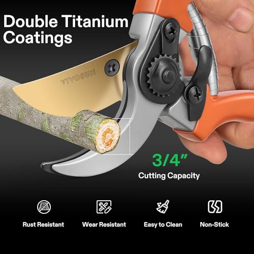 VIVOSUN 8" Bypass Pruning Shears for Gardening, Heavy-Duty Garden Scissors, Ultra Sharp Pruners with 3/4 in. Cut Capacity, Garden Clippers for Pruning - style: Bypass Pruner