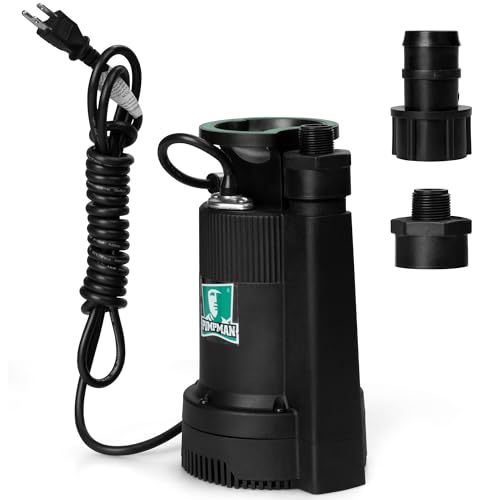 PUMPMAN 1/6HP Utility Pump, 1850 GPH Submersible Water Pump with Handle, Thermoplastic Portable Well Pump IPX8 Waterproof for Pools, Basements, Car Washing, Garden - style: 1/6HP 1850GPH