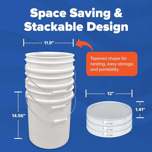 ePackageSupply 5 Gallon Plastic Bucket with Airtight Lid | Food Grade Bucket | BPA-Free | Heavy Duty 90 Mil All Purpose Pail | One 12" Rubber Mallet & One Lid Opener Included | 3 Pack - color: Translucent, size: 3 Packs