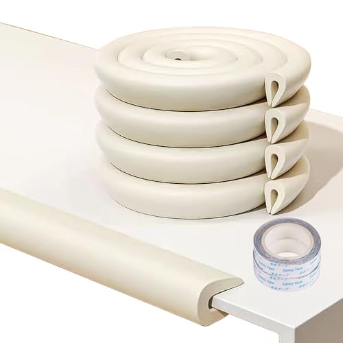 4M U Shape Edge Protectors for Glass Coffee Table,Foam Baby Proofing Safety Bumper Guard Strip,Corner Protectors for Kids,Suitable for Furniture Fireplace Desk Worktop (Milky White) - color: Milky White