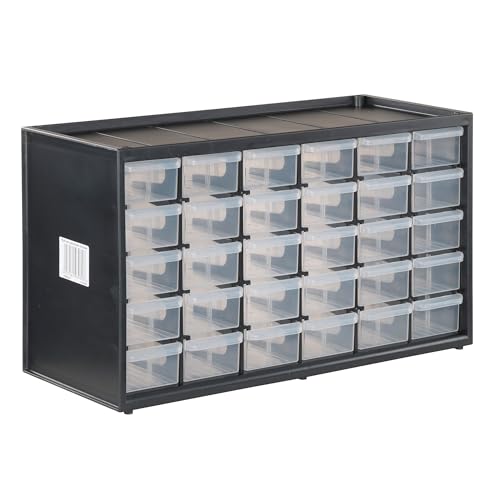 CRAFTSMAN Storage Organizer, 30 Small Drawer Modular Storage System, Easily Stackable, Plastic, Black, White (CMST40730) - size: 30, style: 30 Bins