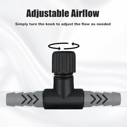 12Pcs Aquarium Air Control Valves for 3/16" (4mm) ID Airline Tubing, Adjustable Black T Shaped Hose Connectors Single Way Plastic Air Flow Controllers Regulators, Air Pump Accessories for Fish Tank