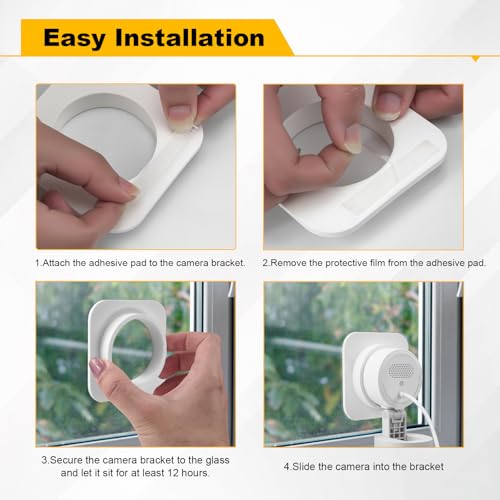 2 Pack MagitcSee Window Mount Fits for Aqara G100, No Drill No Screws Strong Adhesive Camera Holder, Anti-Theft Cam Bracket for Glass Window, Home Security Camera Accessories, Black - color: Black