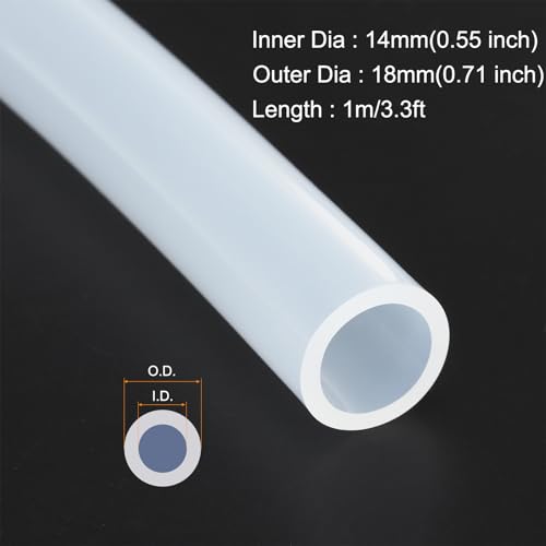MECCANIXITY 3.3ft Clear Silicone Rubber Tubing Plastic Tube Flexible Air Hose for Brewing, Wine Making, Pump Siphon, 14mm x 18mm, with 2pcs Clamps - color: Clear, size: 14mm x 18mm