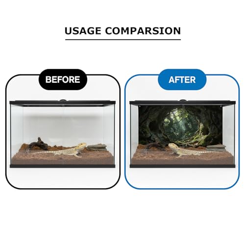 Terrarium Background Cloth, 30x18 Inch Reptile Tank Background for Bearded Dragon & Leopard Gecko Tank Accessories, Polyester Aquarium Background with Green Rainforest Design