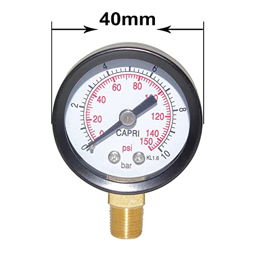 Joywayus Pressure Gauge 0 to 150 PSI Brass 1/8" Male NPT Thread Lower Mount, Multiple Function - size: 0-150PSI--1/8", style: No Glycerin Filled