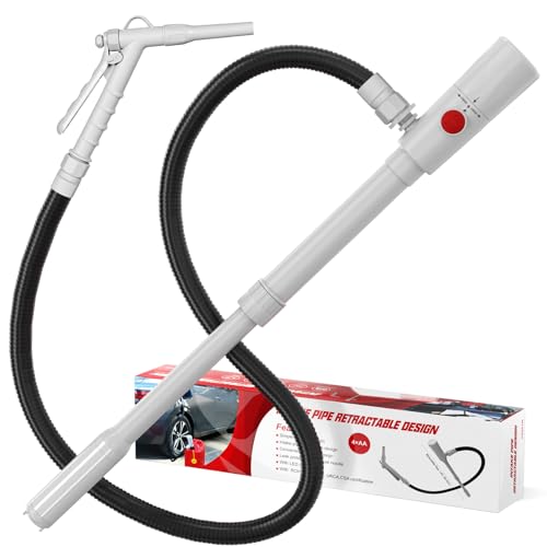 anngrowy Fuel Transfer Pump Battery Powered with Auto-Stop/Hand Trigger Nozzle, Gas Can Pump Transfer with 3.2/2.8 GPM, 51"/53.7" Hose, Liquid Transfer Pump for Oil, Gasoline, Diesel (Stick Stop) - style: Stick Stop