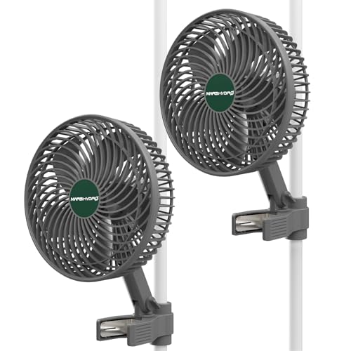 MARS HYDRO Updated 2-Pack M6 Grow Tent Fan, A powerful Oscillating Clip Fan with Low Noise for Hydroponic Plants and Ventilation Circulation with convenient APP/WiFi Control. - size: 2PCS