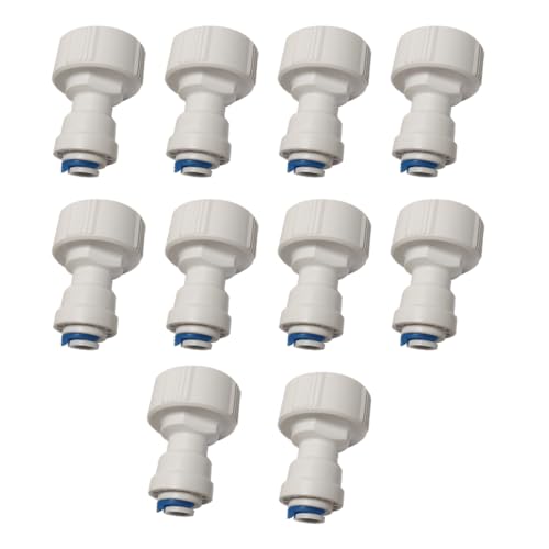 MALIDA 3/4 inch GHT Female Thread to 1/4" OD Quick Connect Adapter for RO Water Filter,NSF Certified Push to Connect Plastic Tube Fittings. （Pack 10） - size: 3/4" GHT thread to 1/4"