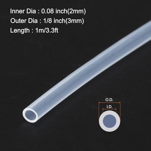 1m(3.3ft) 2mm(0.08") ID x 3mm(1/8") OD Silicone Tubing Clear Industrial Plastic Tubing Pure Silicone Hoses for Pump Siphoning Draining Irrigation Brewing - color: Clear, size: 0.08" x 1/8"