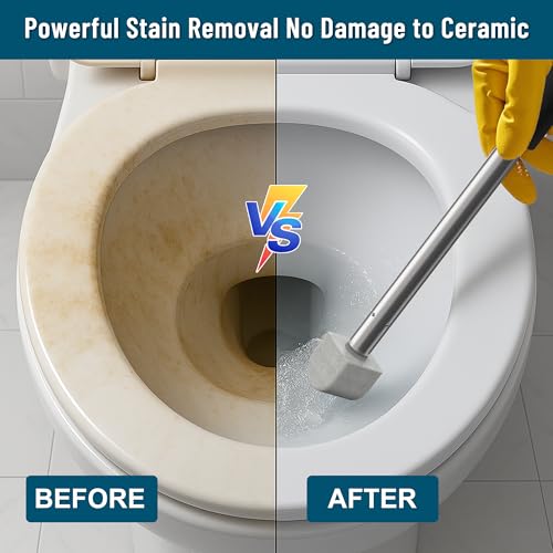 YINGMORE 2026 New Pumice Toilet Cleaner 17inch with Handle - Toilet, Pool & Tub Hard Water Stain Remover (1handle+8pumice) - style: 1handle+8pumice