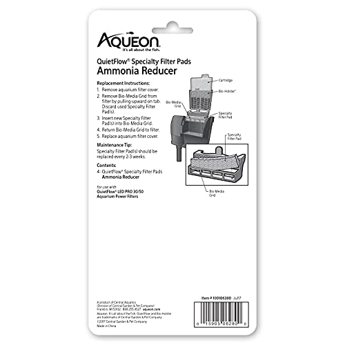 Aqueon QuietFlow LED PRO Ammonia Reducer 4 Count Filter Pads for Model 30 and 50 - size: For Model 30 and 50, style: Ammonia