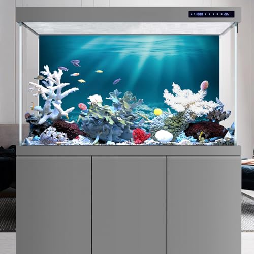 AWERT 48x20 inches Undersea Theme Aquarium Background Sunshine Underwater World Fish Tank Background Vinyl - size: 48x20in/120x50cm