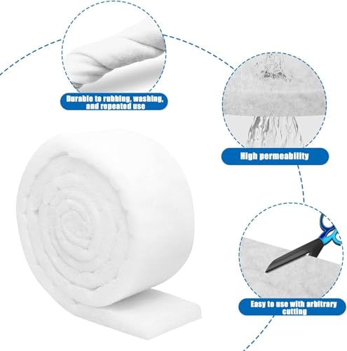 Aquarium Filter Media Floss, 78.7 inch Cut to Fit Pond Filters for Outdoor Ponds and Fish Tank, Aquarium Filter Floss for Fish Tank Sponge Pad Foam Filter Accessories for Pond