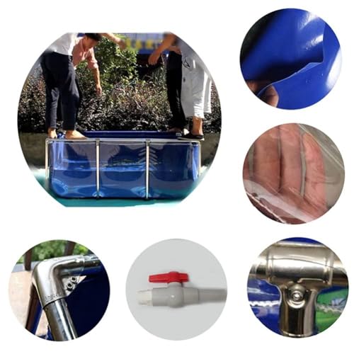 Flexible PVC Canvas Liners for Steel Bing Water Tan – Ideal for Fish, tic Pets, Backyard Pools & Ponds, Featuring a Convenient Viewing Window, Easy Assembly - color: 120x80x61cm