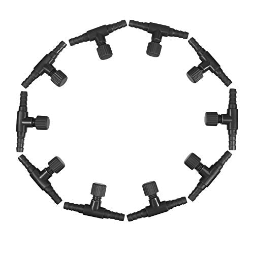 30 Pcs Aquarium Air Valve, T Shaped Fish Tank Air Control Valve Single Way Aquarium Pump Valves Plastic Flow Control Regulator Aquariums Pump Accessories for Fish Tank 3/16" (4mm) ID Tubing(Black)