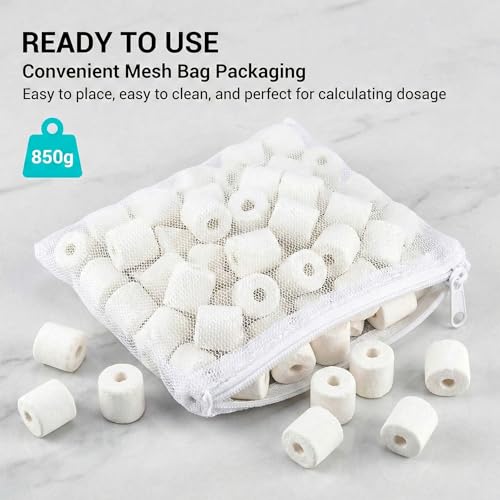 Sukh 6 Bags Ceramic Rings for Aquarium Filter - 850g Bio Ceramic Media Balls Replacement Biological Material Remover for Aquarium,Fish Tank,Pond,Canister Filter with 6 Mesh Bags - color: White, size: 30oz