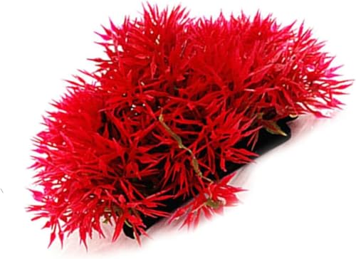 Red Artificial Flowers, Fake Flowers, Artificial Pine with Base Grass Fish Tank Ornament Aquatic Plant Landscape Decor, Aquarium Décor Plastic Plants