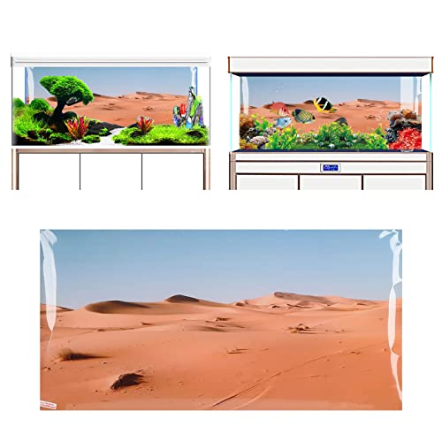 Aquarium Poster PVC Self Adhesive 3D Desert Style Fish Tank Background Decoration, Vivid Underwater Scenery Wallpaper for Freshwater and Saltwater Tanks (122 * 50CM) - size: 122*50CM