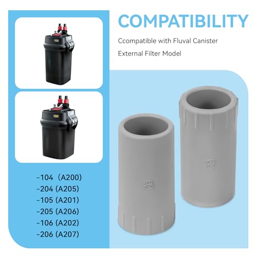 Magluv 2 Pack Rubber Adapter for Fluval Ribbed Hosing 104/105/106/204/205/206, Aquarium Tubing Connectors for Fluval Rubber Hose Connector Fluval 206 Replacement Parts, A20016