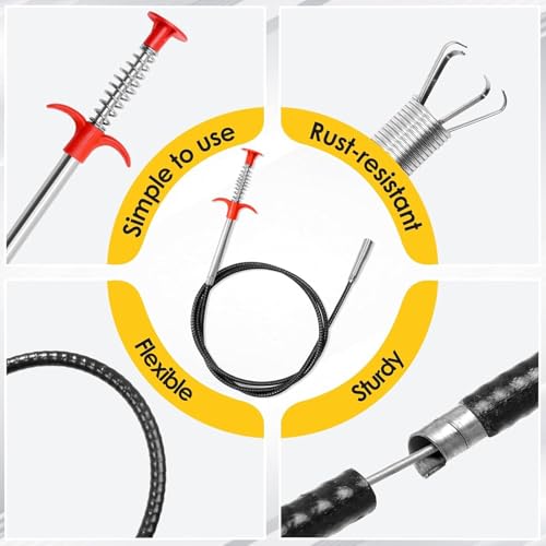 Flexible Grabber Claw Tool 118", Extra Long Grabber Reacher Tool, Drain Snake Hair Drain Clog Remover with 4-Claw Pickup Tool for Sink, Shower, Bathtub, Toilet and Pipe Cleaning - style: 118 IN