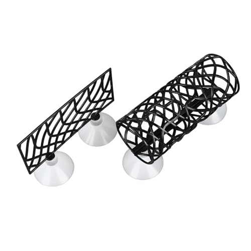 Betta Fish Tank Accessories Decorations, Betta Tunnel Swim Tube Soft Edged Betta Hammock Bed Shrimp Guppies Hideout Betta Shelter Toys with Suction Cup(Black)