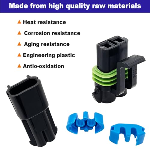 14-12 AWG 2 Pin Connector Weather Pack Connectors Kit 2 Wire Waterproof Automotive Electrical Plug Connectors Quick Connect and Disconnect (4 Set) - size: 2pin/4kit/14-12AWG